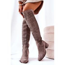 PA2 Bottines en daim à motif ajouré, Hekilea marron clair brun 4