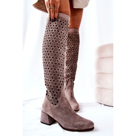 PA2 Bottines en daim à motif ajouré, Hekilea marron clair brun 3