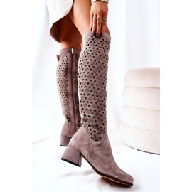 PA2 Bottines en daim à motif ajouré, Hekilea marron clair brun 2