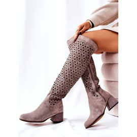 PA2 Bottines en daim à motif ajouré, Hekilea marron clair brun 6