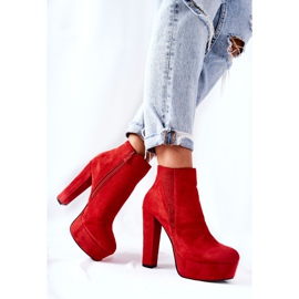 PS1 Bottines Talons Hauts En Daim Rouge Sarsea 1