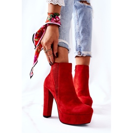 PS1 Bottines Talons Hauts En Daim Rouge Sarsea 2