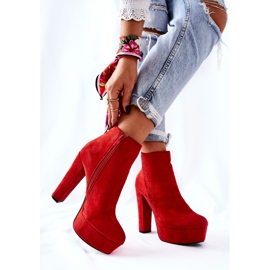 PS1 Bottines Talons Hauts En Daim Rouge Sarsea 3