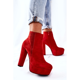 PS1 Bottines Talons Hauts En Daim Rouge Sarsea 4