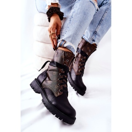 FJ1 Bottes en cuir marron et noir Lonevis brun le noir 1