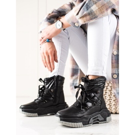 TRENDI Bottes de neige noires à lacets le noir 2