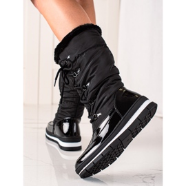 TRENDI Bottes de neige hautes avec fourrure le noir 2