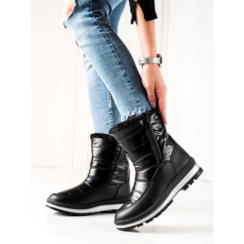 TRENDI Bottes de neige classiques sur la fermeture éclair le noir 2