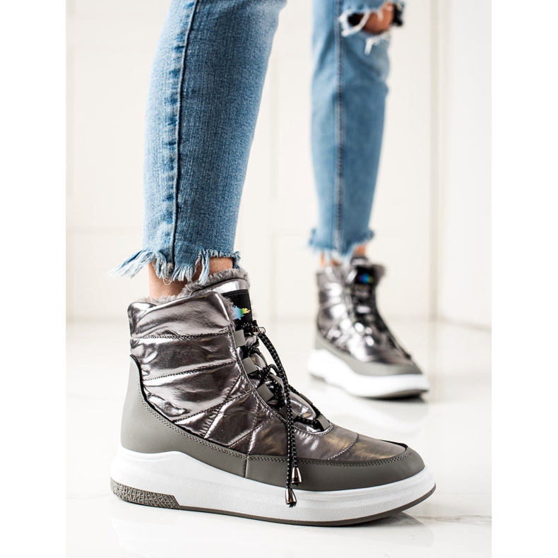 TRENDI Bottes de neige brillantes à la mode argent 1 TRENDI Bottes de neige brillantes à la mode argent 1