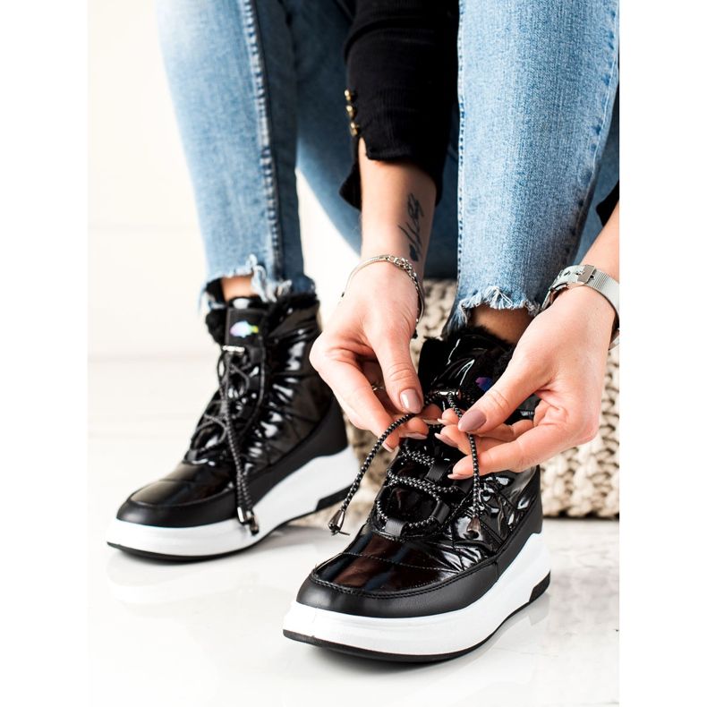 TRENDI Bottes de neige brillantes à la mode le noir 2