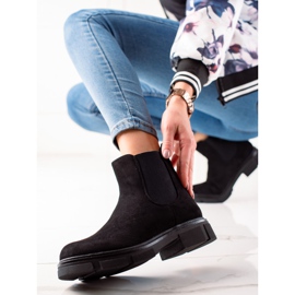 Ideal Shoes Bottines Chelsea en daim le noir 1