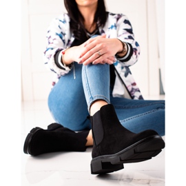 Ideal Shoes Bottines Chelsea en daim le noir 2