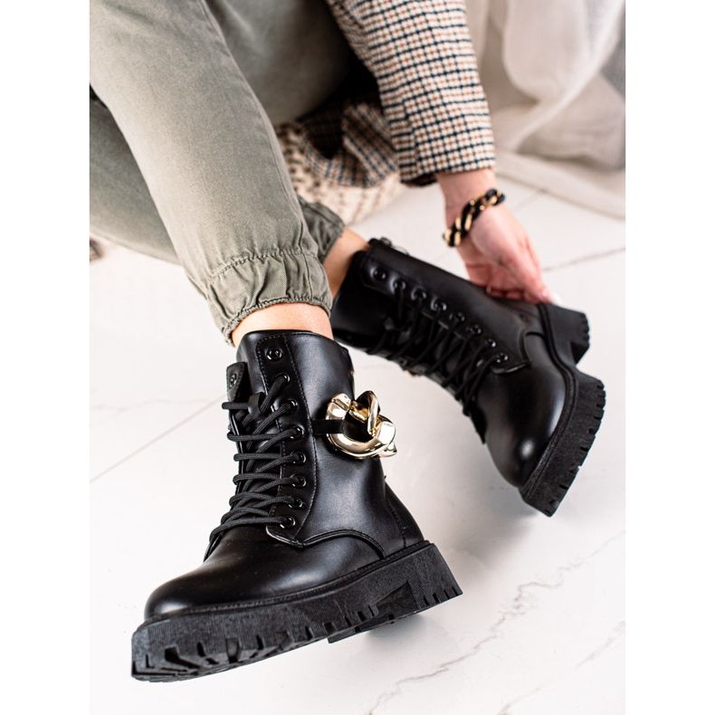 Groto Gogo Trappeurs noirs avec ornement le noir 1