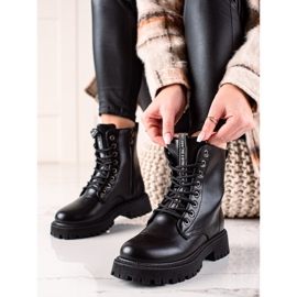 Groto Gogo Bottes de randonnée chaudes avec cuir écologique noir 1