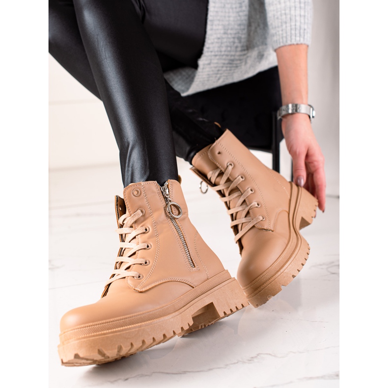 TRENDI Trappeurs bruns avec une fermeture éclair 1