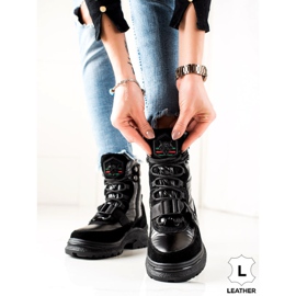 Seastar Bottes de neige en cuir noires 1