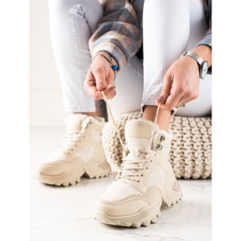 TRENDI Bottes chaudes à lacets beige 1 TRENDI Bottes chaudes à lacets beige 1