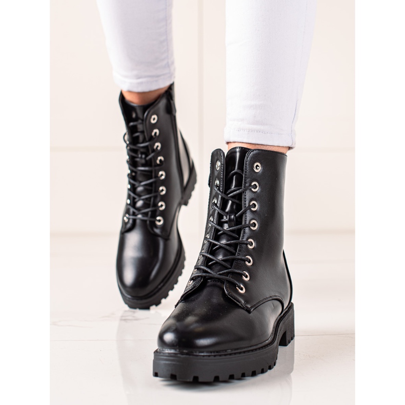 Bestelle Trappeurs classiques avec fermeture à glissière décorative le noir 1 Bestelle Trappeurs classiques avec fermeture à glissière décorative le noir 1