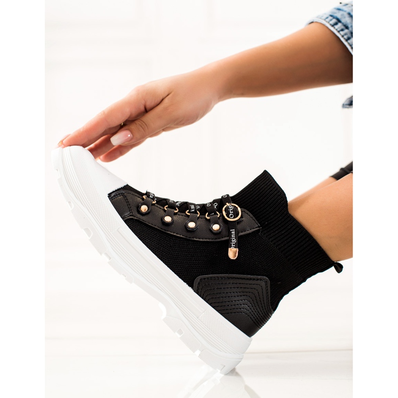 Goodin Baskets hautes à la mode le noir 1