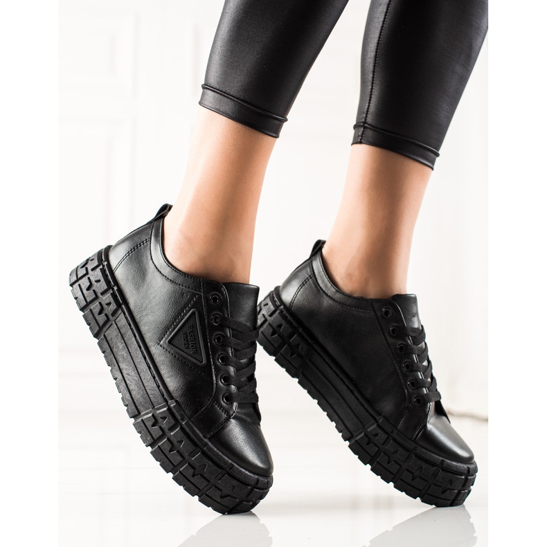 Goodin Baskets avec cuir écologique sur la plate-forme le noir 1