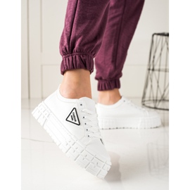 Goodin Baskets avec cuir écologique sur la plate-forme blanche 1 Goodin Baskets avec cuir écologique sur la plate-forme blanche 1