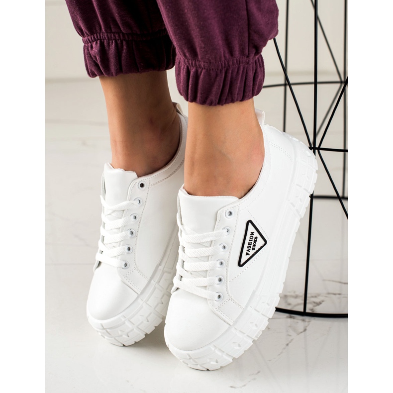 Goodin Baskets avec cuir écologique sur la plate-forme blanc 2