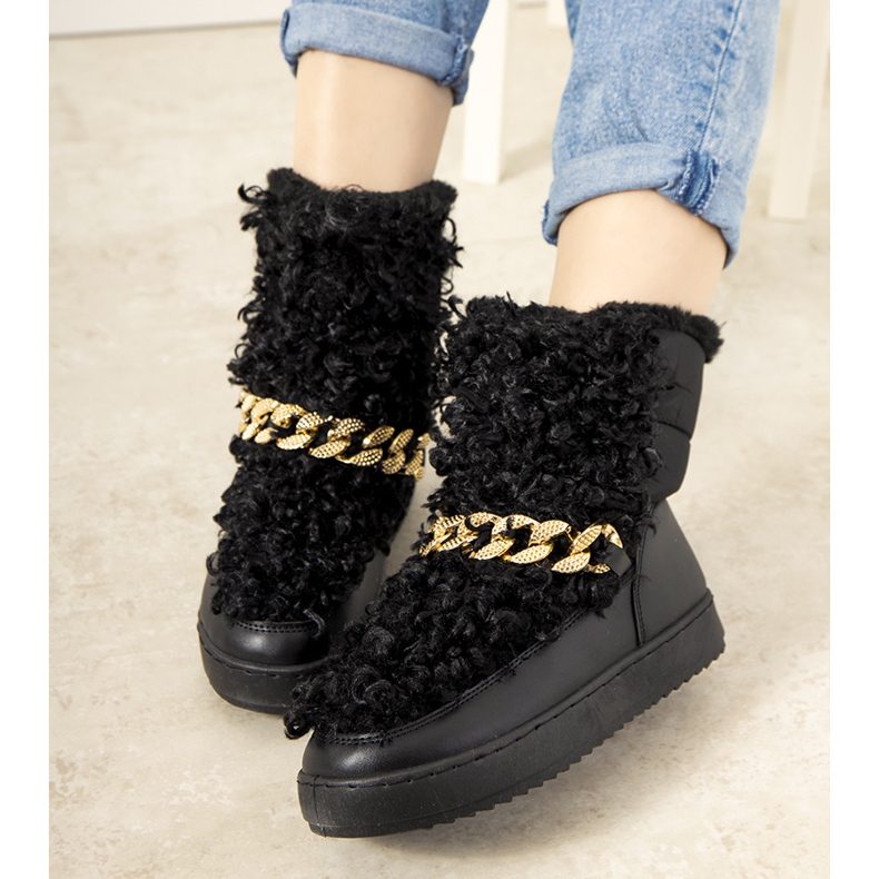 Bottes de neige noires avec fourrure de Montmina le noir 2
