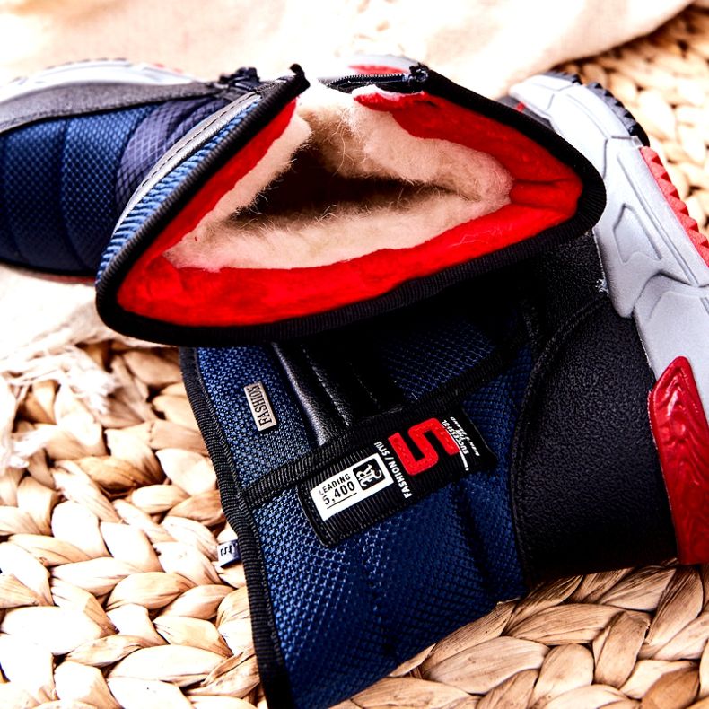 PJ2 Bottes de neige chaudes et hautes pour enfants Leoth bleu marine le noir 5