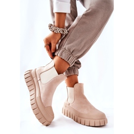 PH1 Bottines en daim sur une plate-forme Jennily beige 3