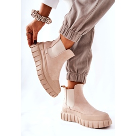 PH1 Bottines en daim sur une plate-forme Jennily beige 4