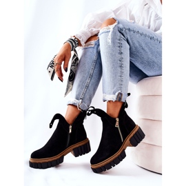 PA2 Bottes chaudes Cadence noires avec une coupe zippée le noir 2