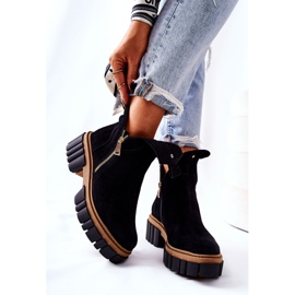 PA2 Bottes chaudes Cadence noires avec une coupe zippée le noir 3