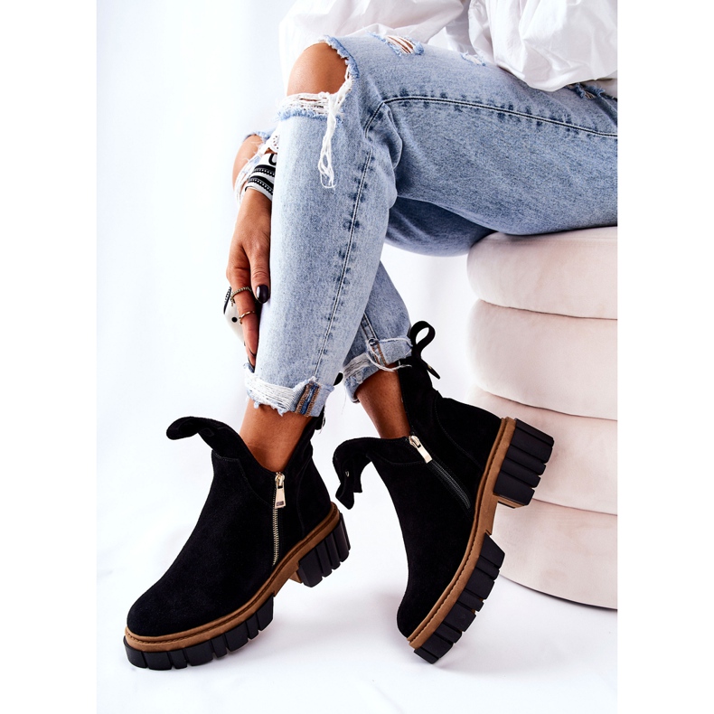 PA2 Bottes chaudes Cadence noires avec une coupe zippée le noir 1