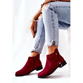 Boots femme Daim Bordeaux Numbero rouge 4