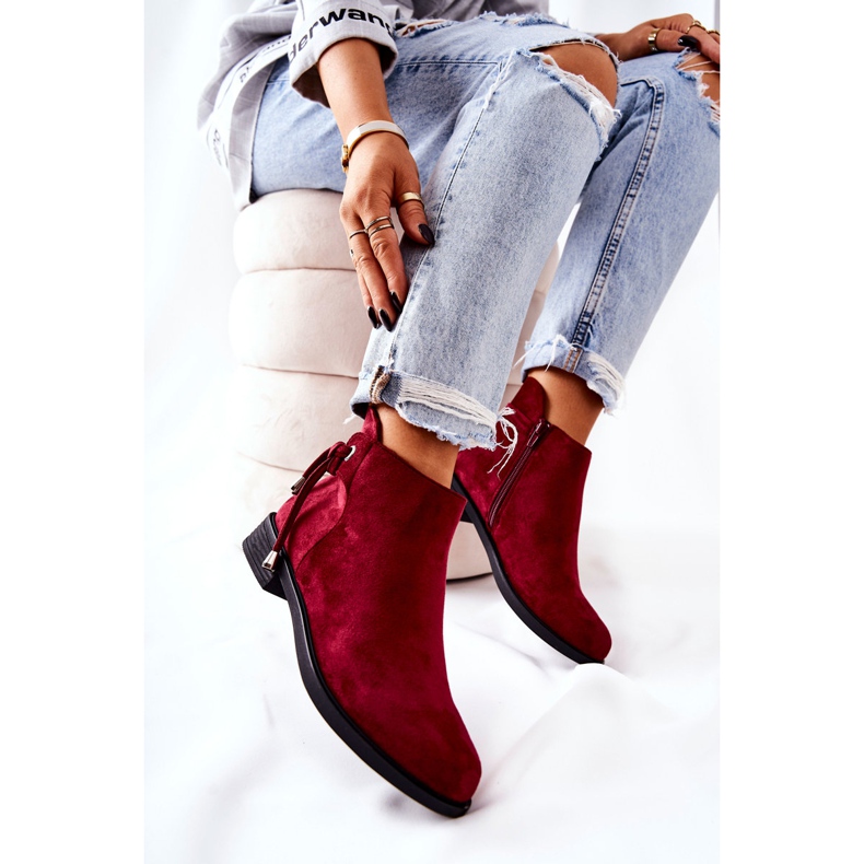 Boots femme Daim Bordeaux Numbero rouge 1