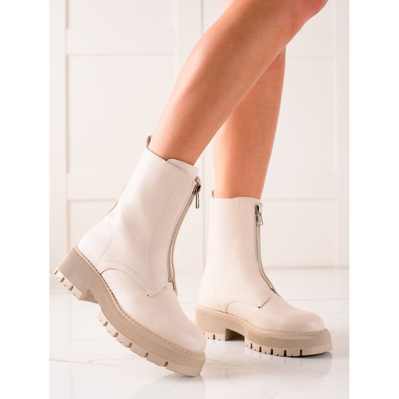 Seastar Bottes beiges à la mode avec une fermeture éclair 2
