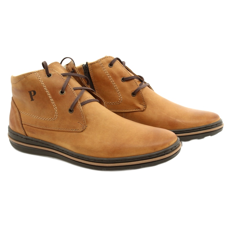 Polbut Bottes d'hiver pour hommes, nouées 339S camel beige jaune 3