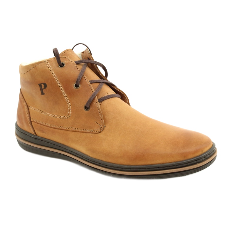 Polbut Bottes d'hiver pour hommes, nouées 339S camel beige jaune 1