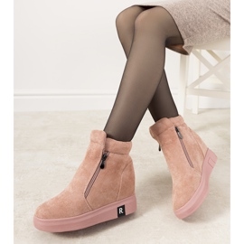 Boots femme roses sur le compensé Brousse 1
