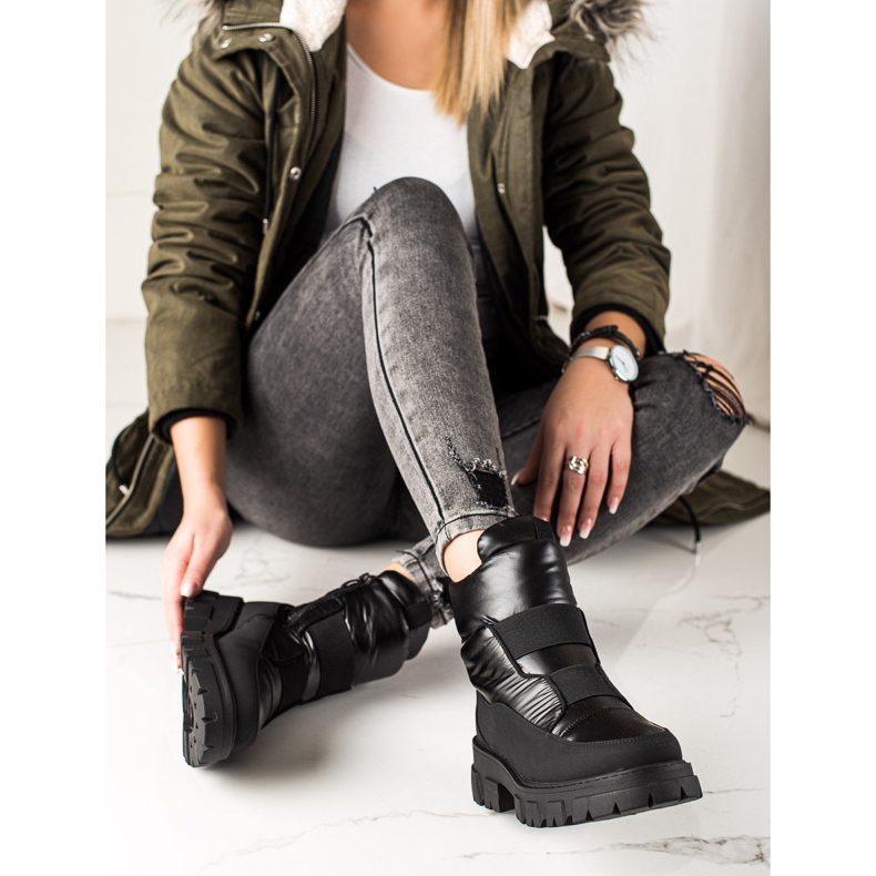 Weide Bottes de neige noires sur le curseur le noir 2 Weide Bottes de neige noires sur le curseur le noir 2