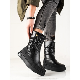 Weide Bottes de neige noires élégantes 1