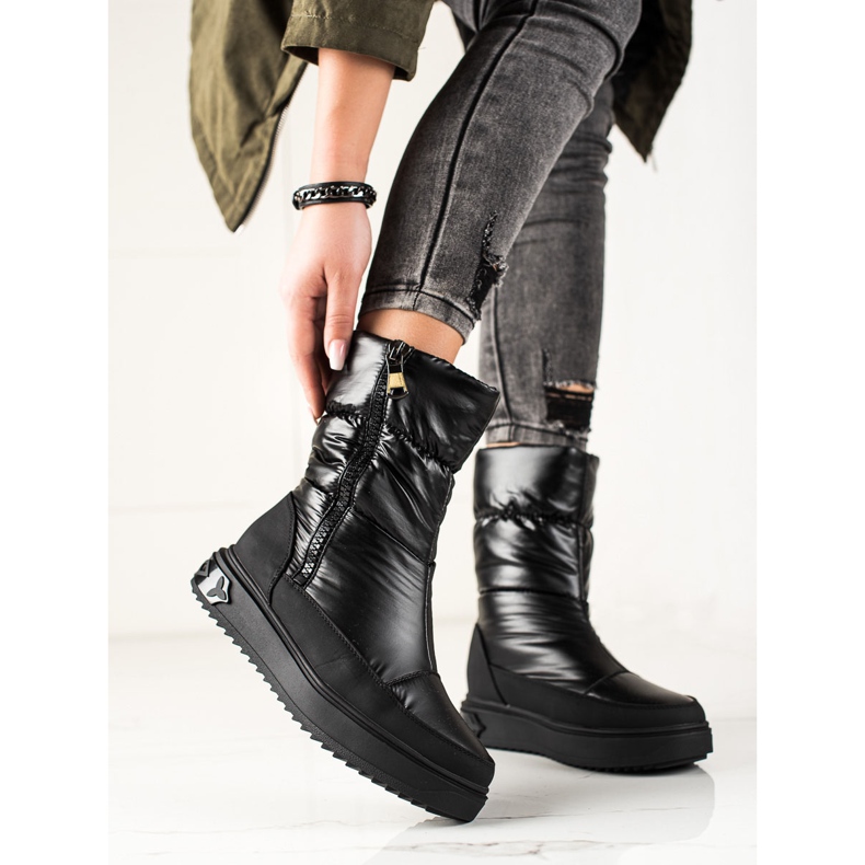 Weide Bottes de neige noires élégantes 1