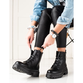 TRENDI Trappeurs noirs avec fermeture éclair le noir 2