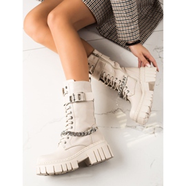 TRENDI Bottes Avec Chaîne beige 2 TRENDI Bottes Avec Chaîne beige 2