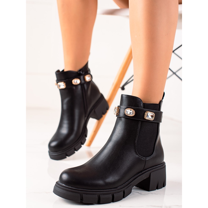 Gogo Bottes avec des cristaux le noir 1