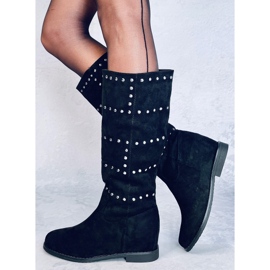 Bottes sur un coin Ferto Black caché le noir 1