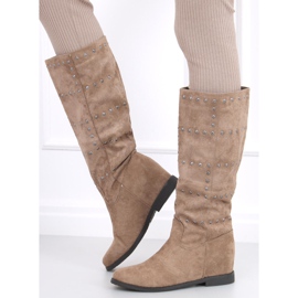 Bottines sur un coin caché Ferto Kaki beige 1