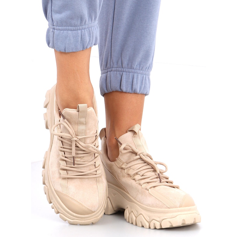 Chaussures de sport à semelles hautes Huggy Khaki beige 1