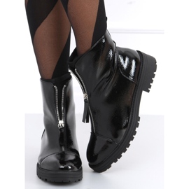 Bottines laquées Quer Black Mirror le noir 5