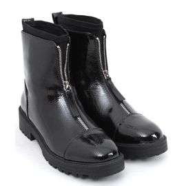 Bottines laquées Quer Black Mirror le noir 4